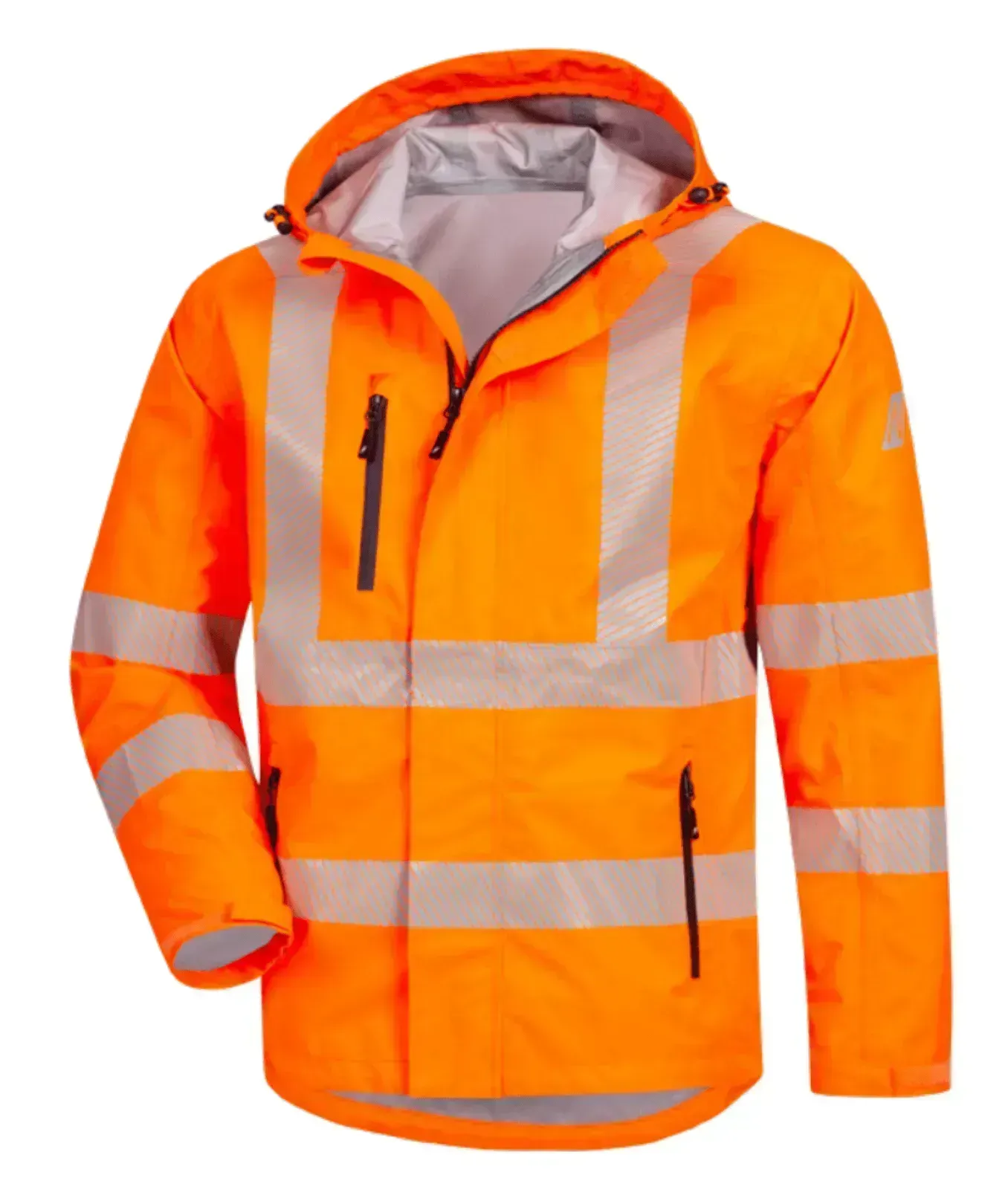 Hi-viz vandtæt fluorescerende regnjakke, 7177 MOTION TEX VIZ PLUS vind- og vandtæt med svejsede sømme, justerbar pasform, reflekterende striber for ø