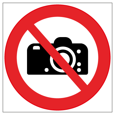 Fotografering forbudt - Gulvskilt, 400 x 400 mm