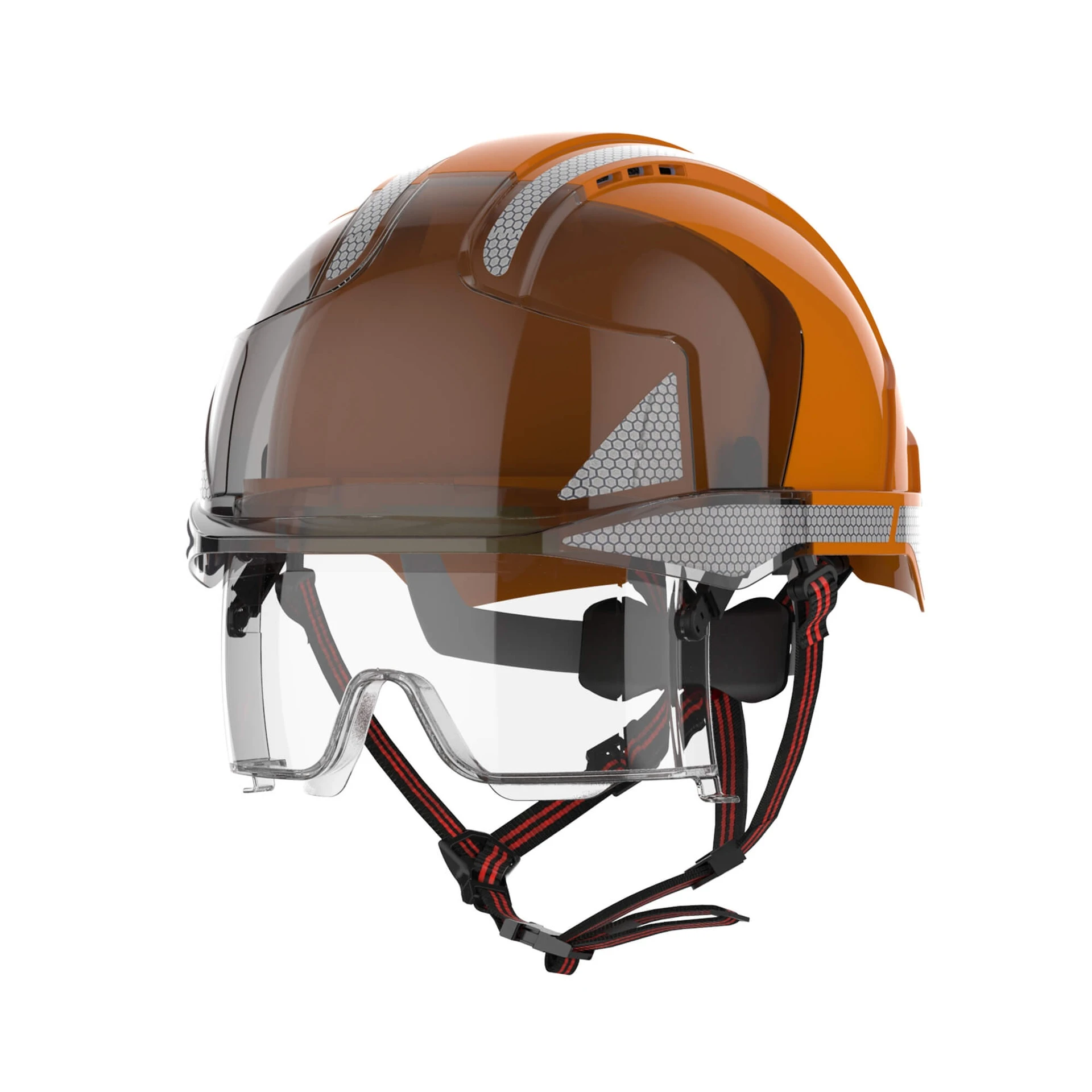 JSP EVO VISTAlens Dualswitch sikkerhedshjelm med Silver CR2 og indbygget hjelmbrille | Ventileret | Dielektrisk | Refleks Orange