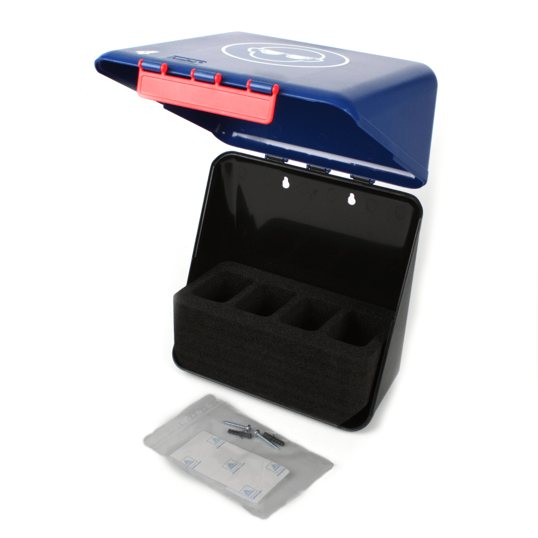 Midi Box til opbevaring af 4 sikkerhedsbriller og goggles med indsats, Secu-box