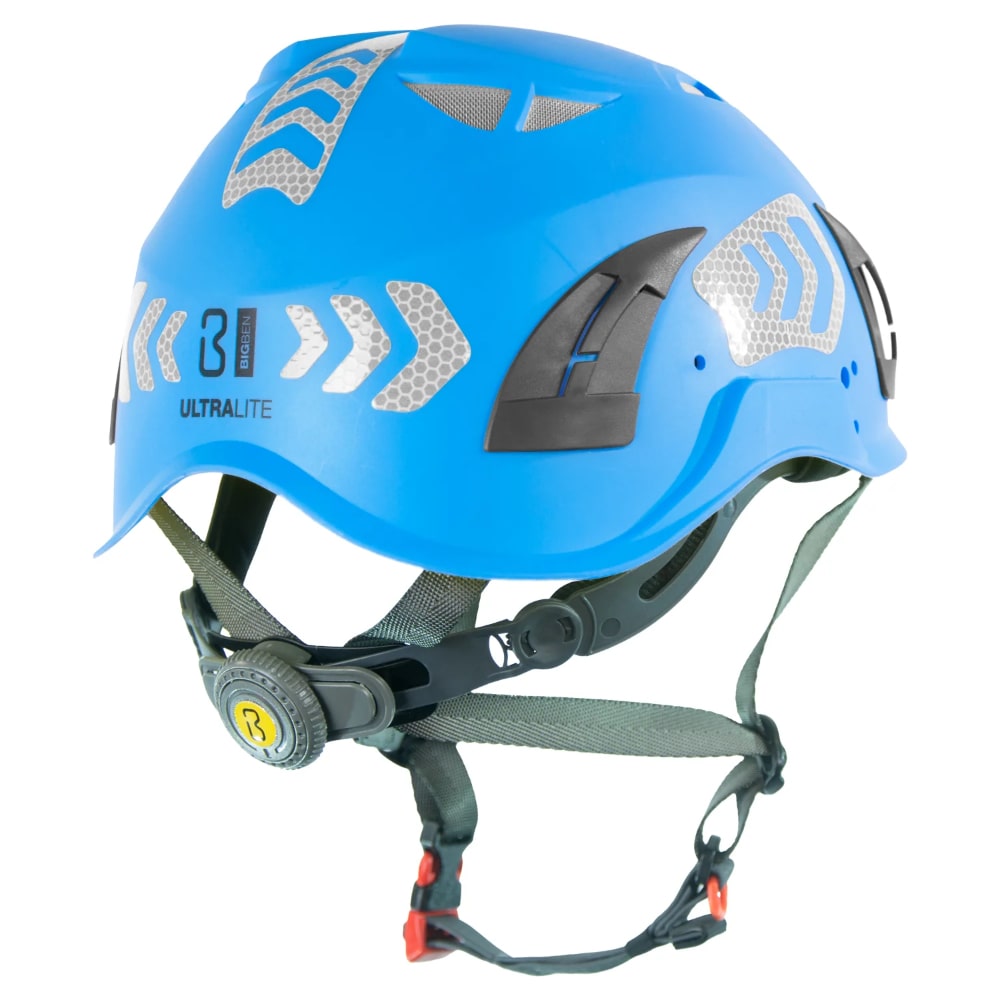 Premium Hi-Vis BIGBEN UltraLite sikkerhedshjelm med reflekser, hagerem, 6 punkt hovedbånd, størrelse 51-62 cm, riggerhjelm Blå