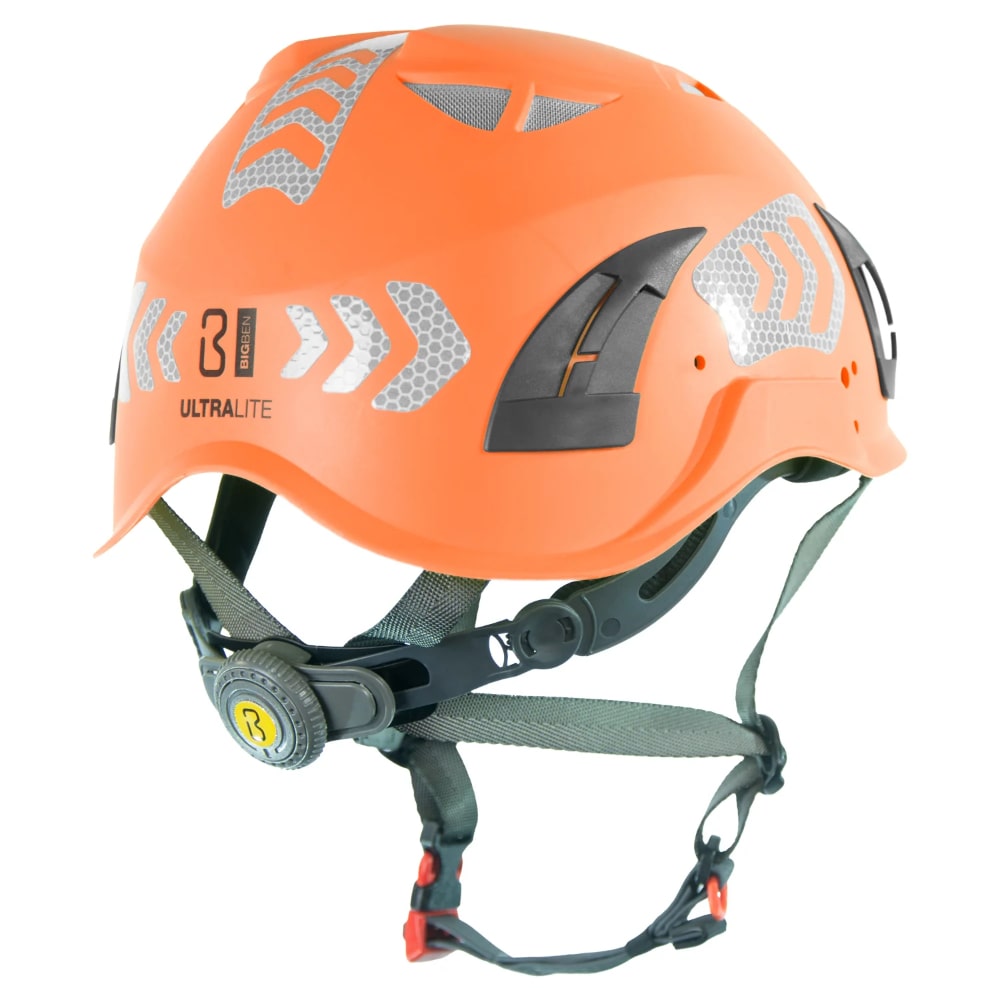 Premium Hi-Vis BIGBEN UltraLite sikkerhedshjelm med reflekser, hagerem, 6 punkt hovedbånd, størrelse 51-62 cm, riggerhjelm Orange