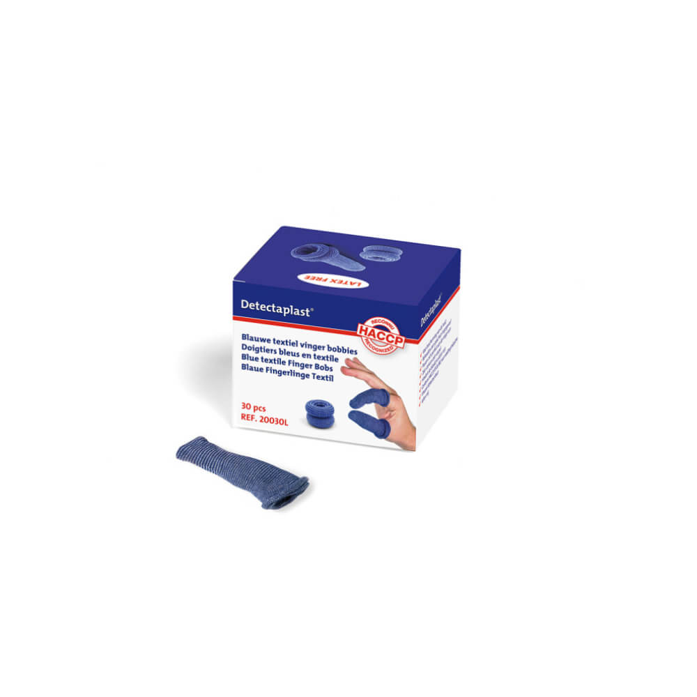 Detectaplast blå tekstil fingerdutter