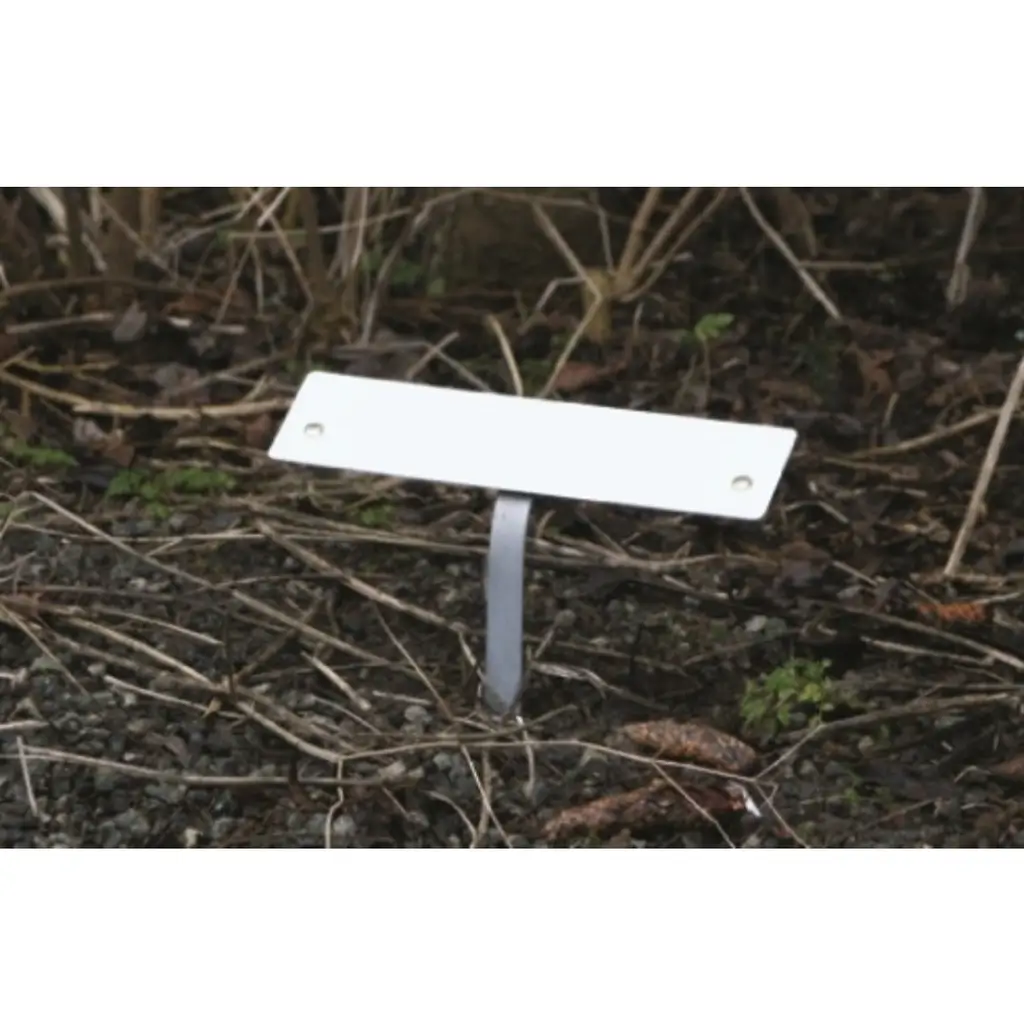 Skilt til jordspyd med egen tekst - 2 mm aluminium - 100 x 400 mm