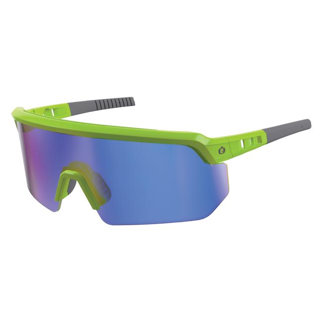 Ergodyne Skullerz AEGIR sikkerheds- og solbrille med spejlglas der har anti-ridse og anti-dug egenskaber Lime, Blå