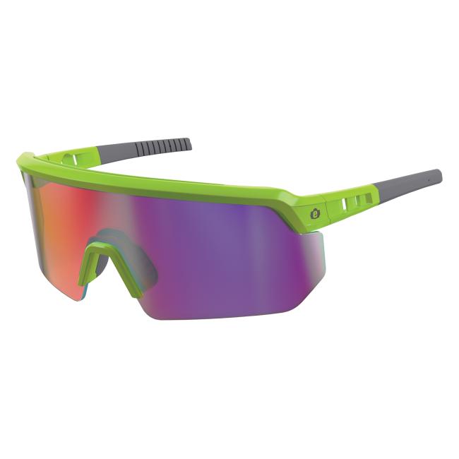 Ergodyne Skullerz AEGIR sikkerheds- og solbrille med spejlglas der har anti-ridse og anti-dug egenskaber Lime, Lilla