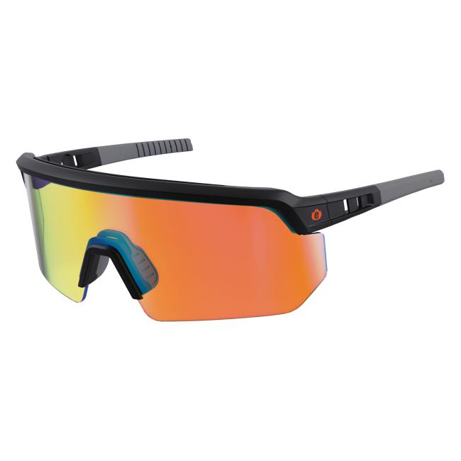 Ergodyne Skullerz AEGIR sikkerheds- og solbrille med spejlglas der har anti-ridse og anti-dug egenskaber Mat sort, Orange