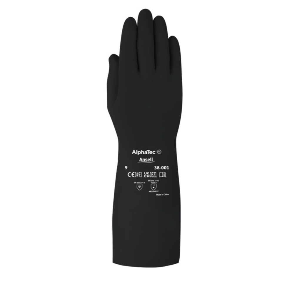Alphatec 38-001 fleksibel butylhandske med teksturede fingerspidser, 350 mm tykkelse 0,35mm 8 - M
