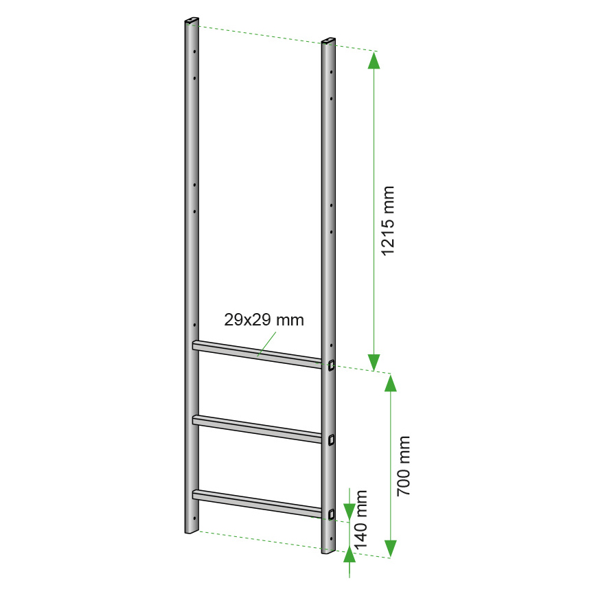 Vectaladder Simpel Aluminium topstige 600 mm bred, 7 forskellige længder, kan forbindes til tagsikring rækværket 960+1215 mm