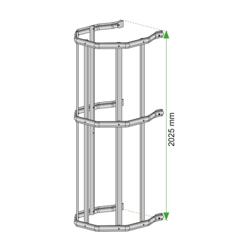 Vectaladder Aluminium rygkurv (sikkerhedskurv) 600 mm bred, 5 forskellige længder 2025 mm