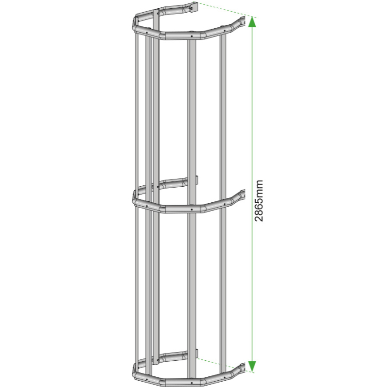 Vectaladder Aluminium rygkurv (sikkerhedskurv) 600 mm bred, 5 forskellige længder 2865 mm