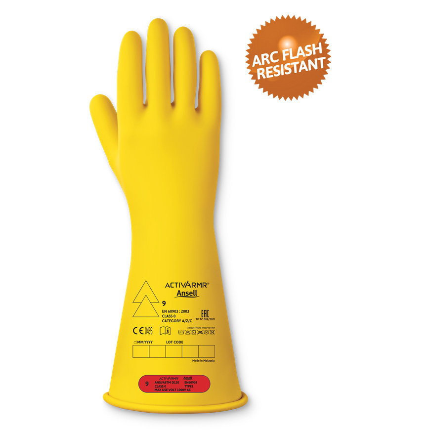 ActivArmr RIG014Y elektrisk beskyttelse klasse 0, Gul str 7-12 9 - L