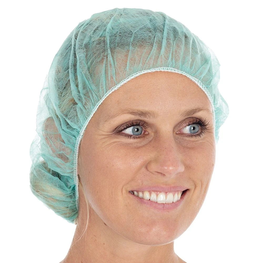 Hårnet, 60 cm, grøn PP Bouffant cap ekstra stor model. i strækbart matriale latex fri