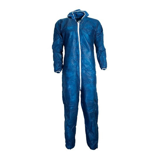 Blå engangsdragt / Coverall i Polypropylene Classic med hætte Gæste / Besøgsdragt PP, usteril Large