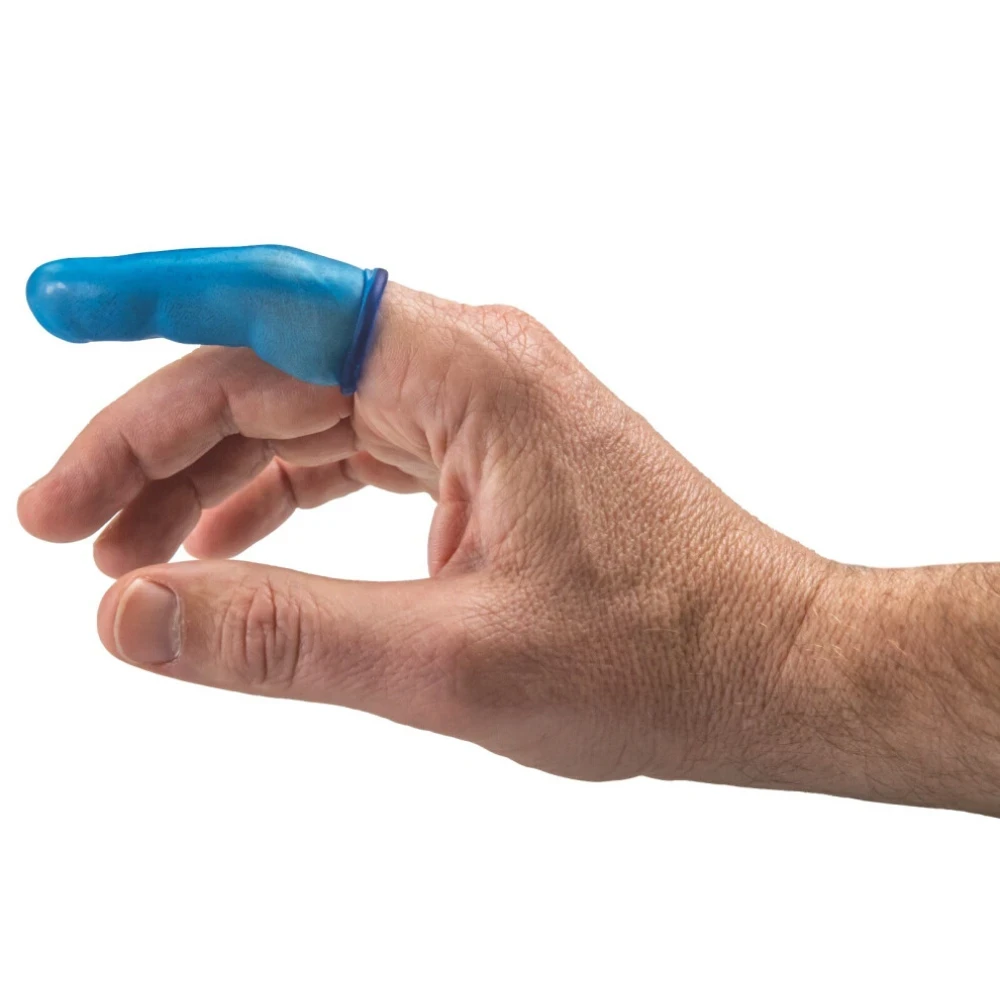 Detectaplast gummi fingertutter blå