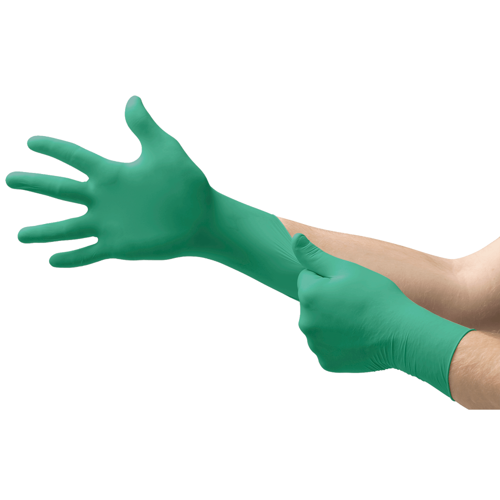 TouchNTuff 92-600 Pudderfri glat engangshandsker i nitril, uden proteiner derfor testet for type 1 allergier, Længde 240 mm, AQL 1,5 5.5-6 (XS)