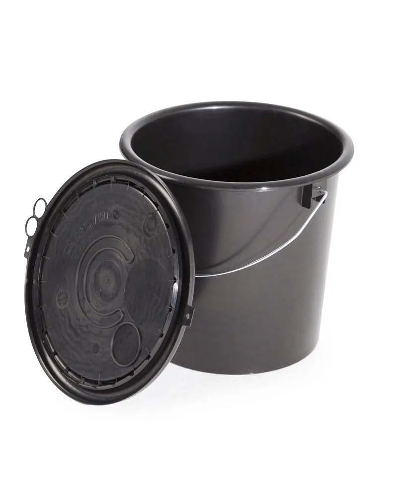 UN-spand af PP, 11 liter, sort, elektrisk ledende, med låg, 5 stk. pr. pakke