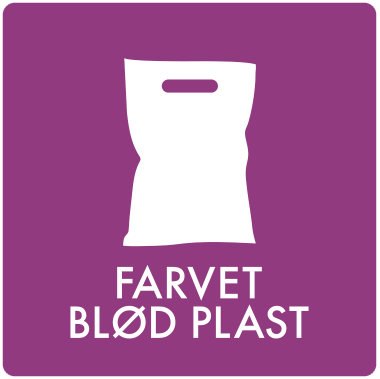 Affaldsskilt AF2412: Farvet blød plast, fås i 3 forskellige materialer og str. mellem 60x60 mm - 240x240 mm 180x180 mm, Selvklæbende