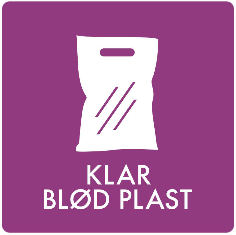 Affaldsskilt AF2413: Klar blød plast, fås i 3 forskellige materialer og str. mellem 60x60 mm - 240x240 mm 120x120 mm, Selvklæbende