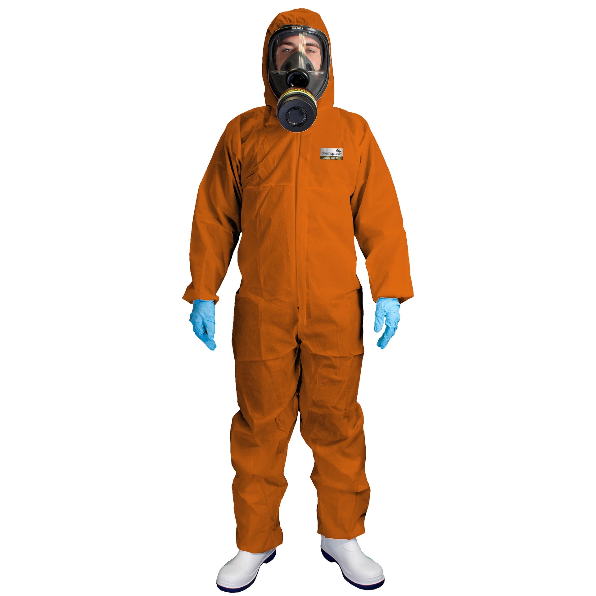 Chemsplash 2544 Xtreme 50 SMS Orange beskyttelsesdragt, COVERALL TYPE 5B/6B, åndbar - silikone fri, elastik i talje, håndled, hætte og ankler XLarge
