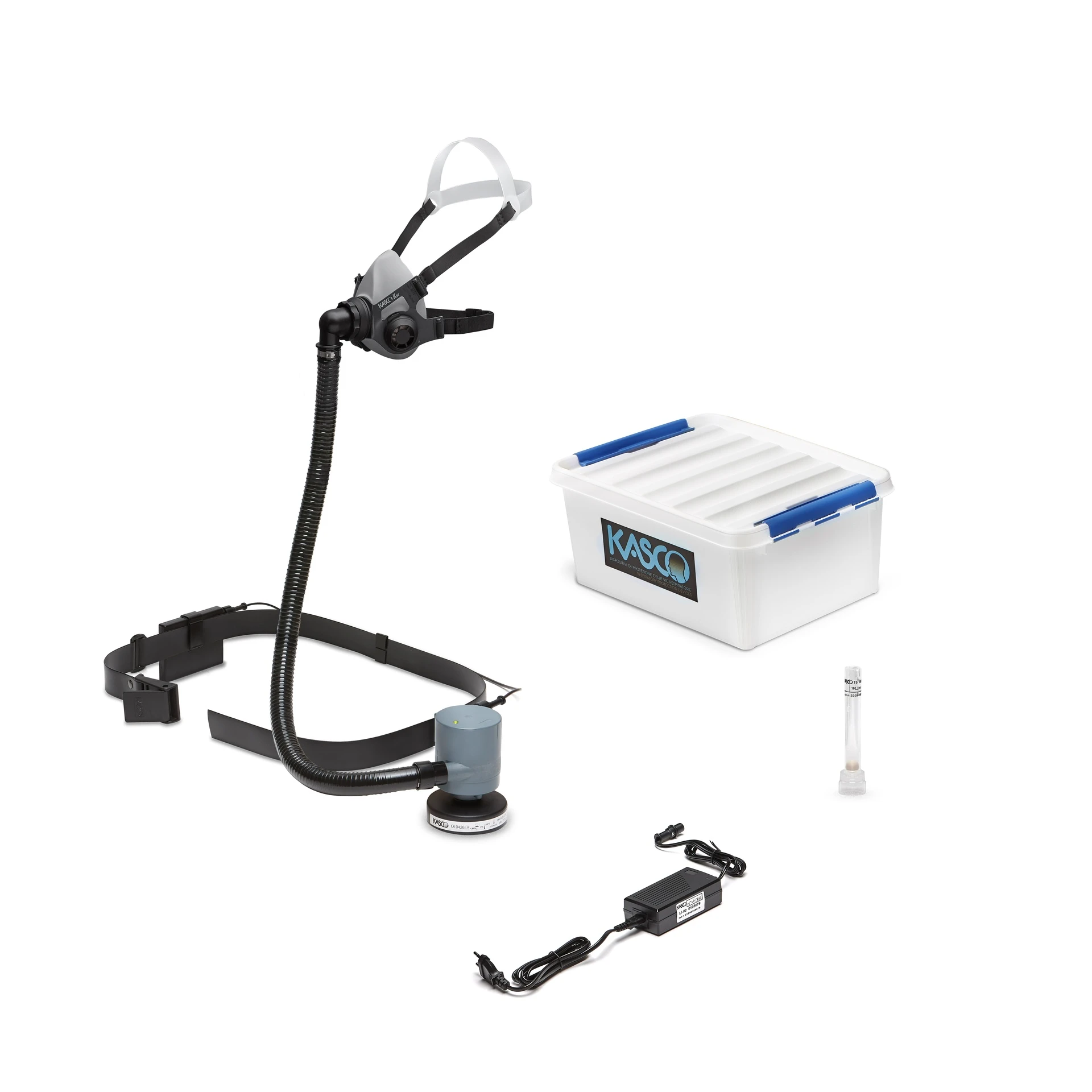 Kasco ZENITH1 e-T5 komplet turboåndedrætsværn med halvmaske fås med 2 forskellige filtertyper A2P3