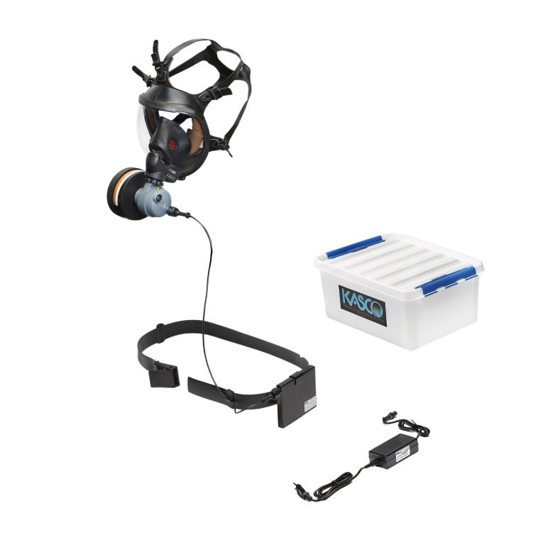 Kasco ZENITH1 e-M3 komplet turboåndedrætsværn filter A1P3 med helmaske i 3 forskellige størrelser Large