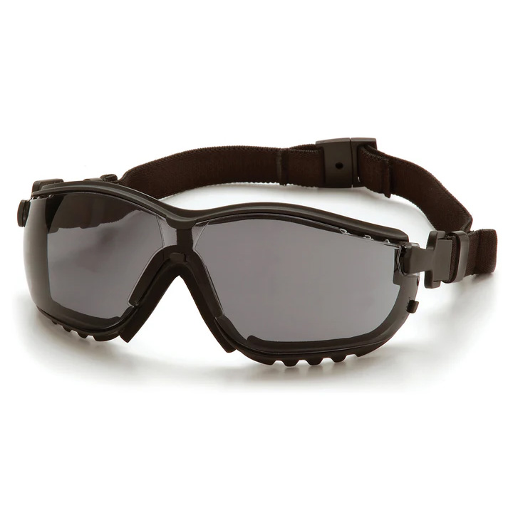 Pyramex Sealed V2G ballistisk sikkerhedsbrille, sort stel, vælg mellem tre farver linser med H2X Anti-fog Lens Røgfarvet