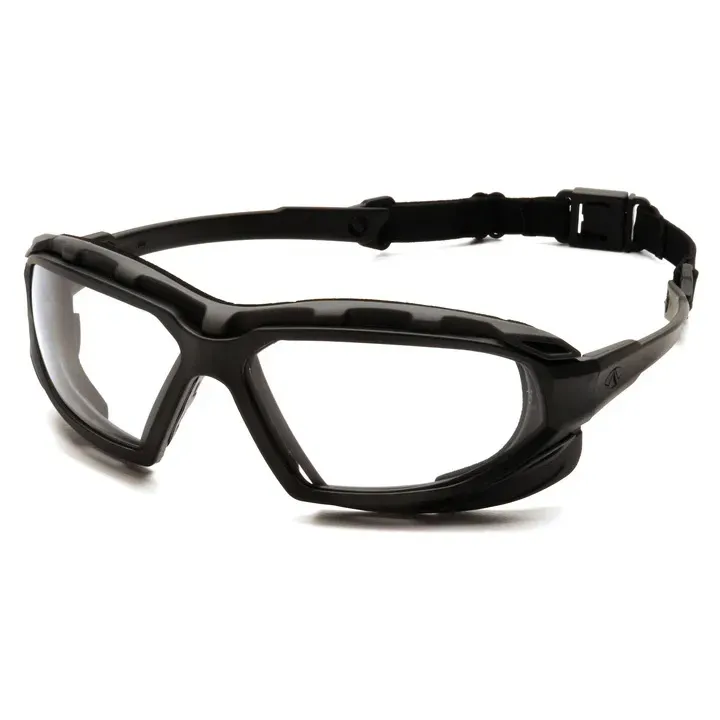 Pyramex Sealed Highlander Plus ballistisk sikkerhedsbrille, sort stel, vælg mellem to forskellige farver linser med H2X Anti-fog Lens Klar