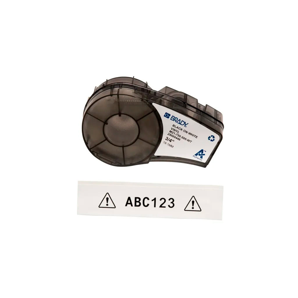 Brady B-595 Sort på Sort på hvid Tape til etiketprinter, 6,4 m længde, 19,05 mm bredde