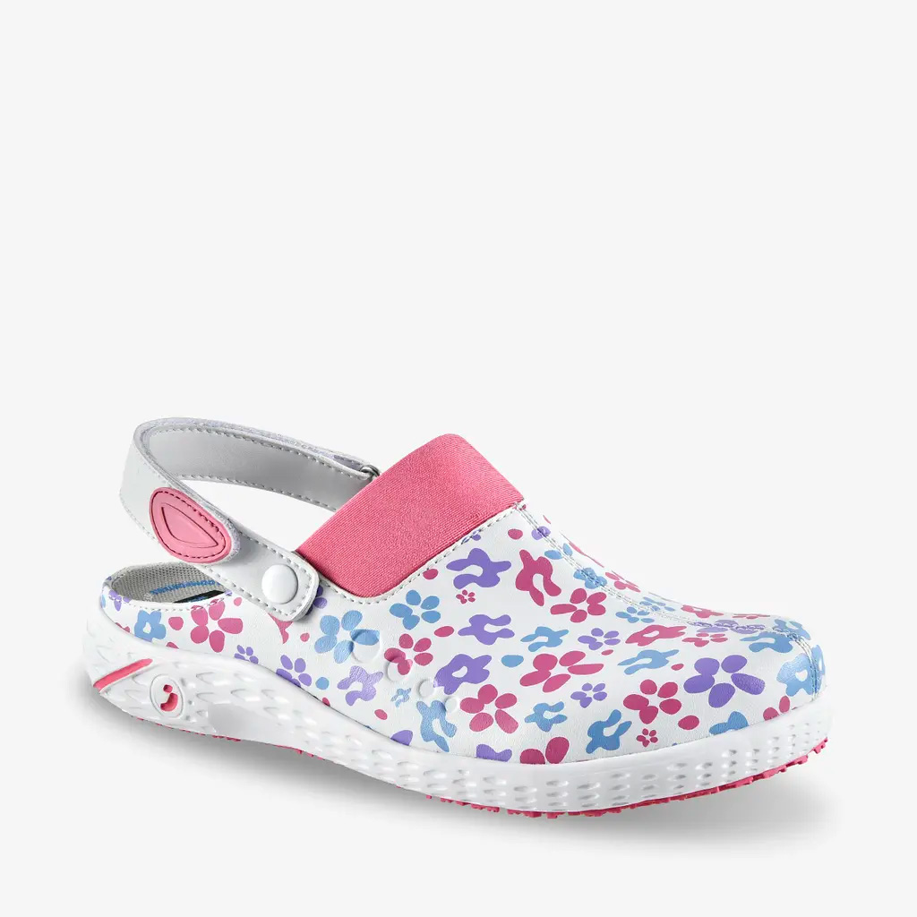 DANY OB multi - hvid med pink blomster letvægts træsko - uden tåkappe ESD A SRC E, str. 35-42 41