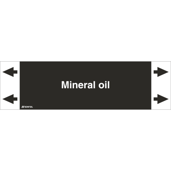 DENFOIL Rørmærker - Mineral oil (english) ISO 20560-1, flere varianter Rør Ø 150-500mm, 5 meter rulle