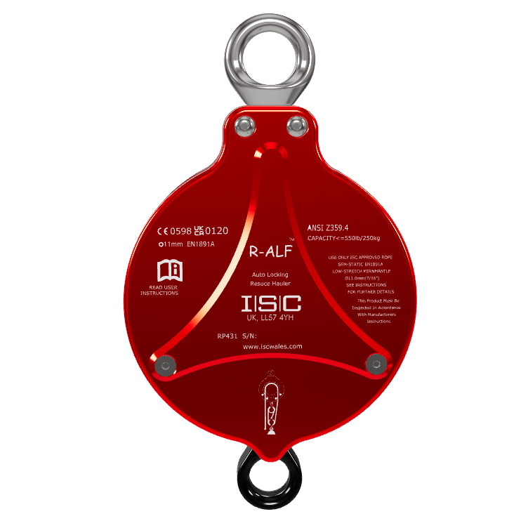 R-ALF Pulley kasteblok med 2-vejs låsefunktion, bruges med 11 mm reb