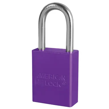 American Lock, Lockout hængelås i aluminium, sjækel 38 mm høj og 6 mm diameter, 9 farver Lilla