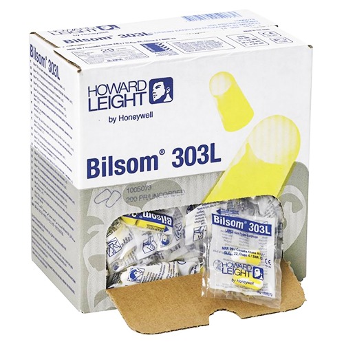 Honeywell Bilsom 303 ørepropper 33 dB, æske 200 par, Hvid/gul, Polyuretan, uden snor Small