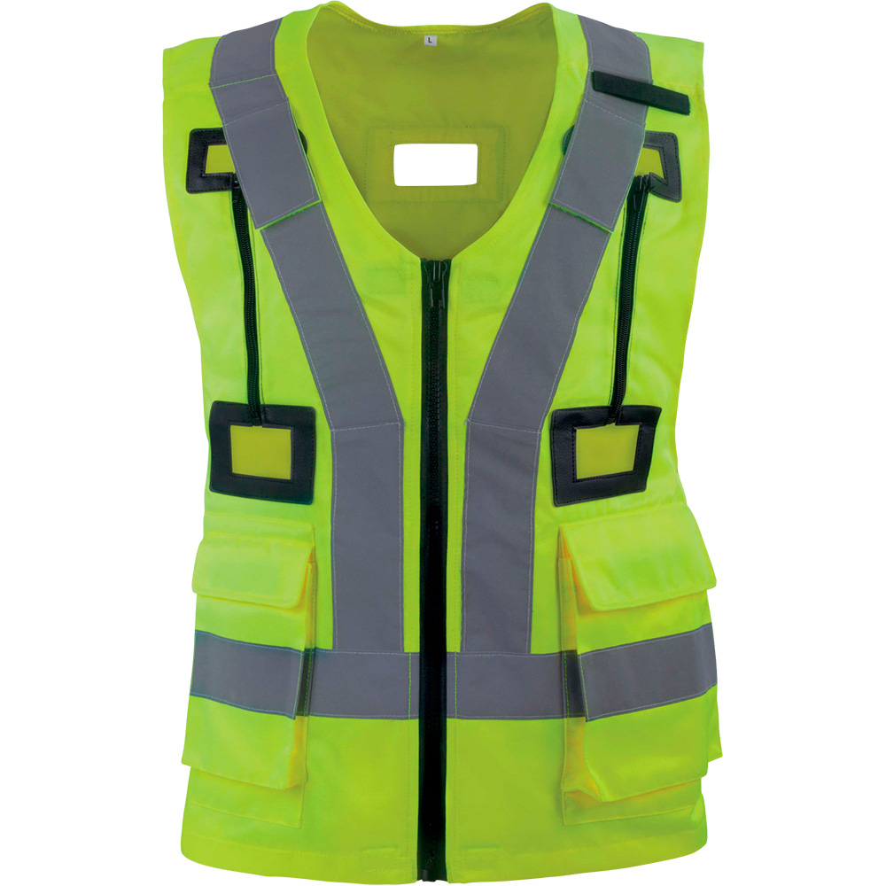 DeltaPlus HARVESGI Hi-Viz sikkerhedsvest gul, til brug med faldsikringsseler, onesize