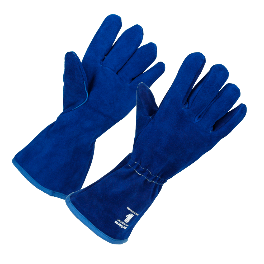 Varmefast 5-fingret spalthandske i Blue Skinnex Heat, foret med højisolerende Varmex filt for, syet med kevlartråd længde 38 cm 10 - XL, 580 mm