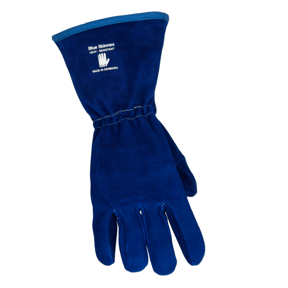 Blue Skinnex Varmefast 5-fingret okse spalthandske syet med kevlartråd, foret med Varmex V 39 for 9 - L, Venstre, 730 mm