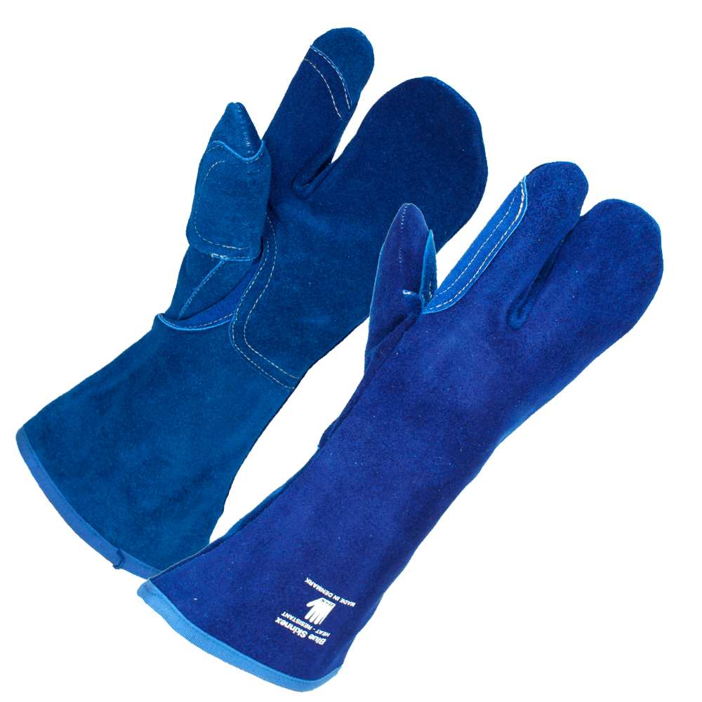 Varmefast 3-fingret spalthandske med ekstra forstærkninger i Blue Skinnex Heat, syet med kevlartråd, foret med Varmex V 39 for længde 38 cm 11 - XXL,