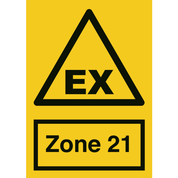 Zone 21 Atex-skilt - advarselsskilt Reflekterende aluminium