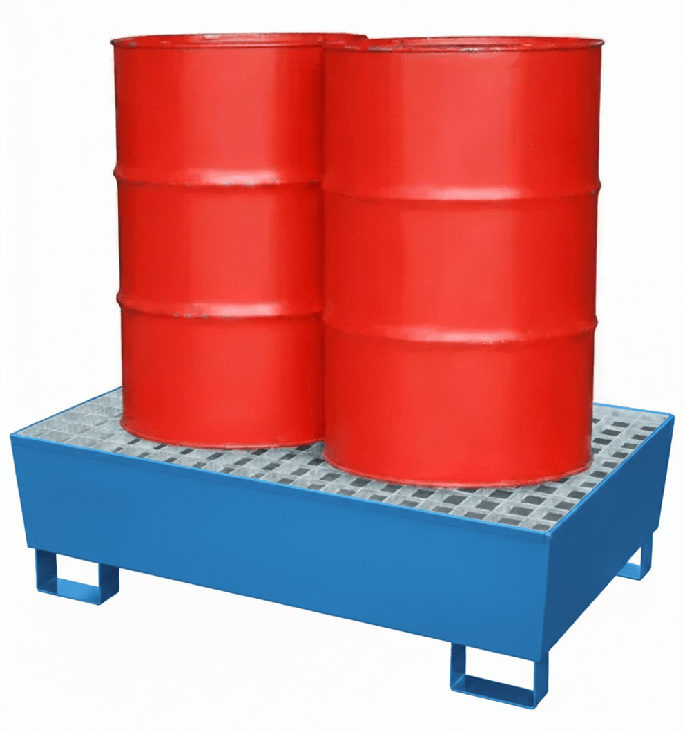 Opsamlingskar stål, 240 liter kapacitet, 1200 x 800 x 360 mm, blå