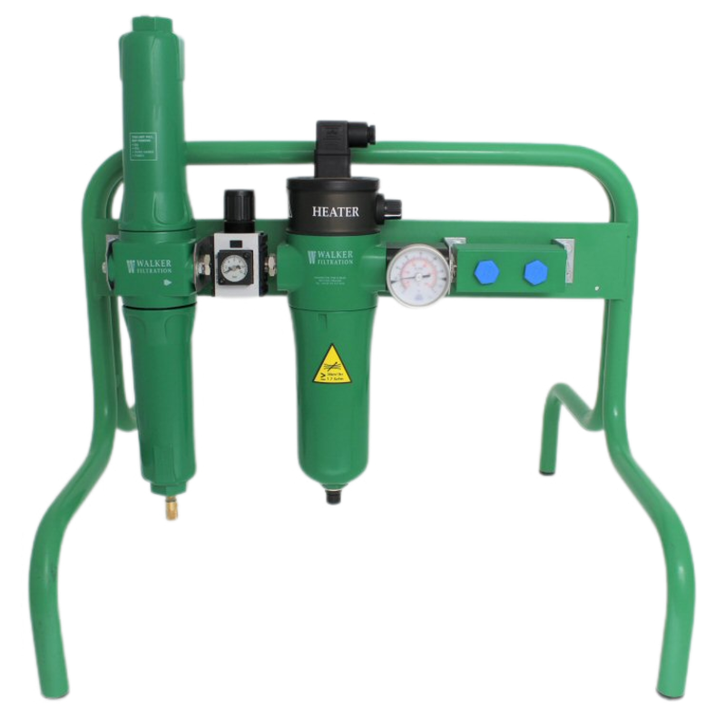 Walker Filtration Trykluft Filterpanel med Varmer på Gulvstativ - Optimal Luftkvalitet & Temperaturkontrol