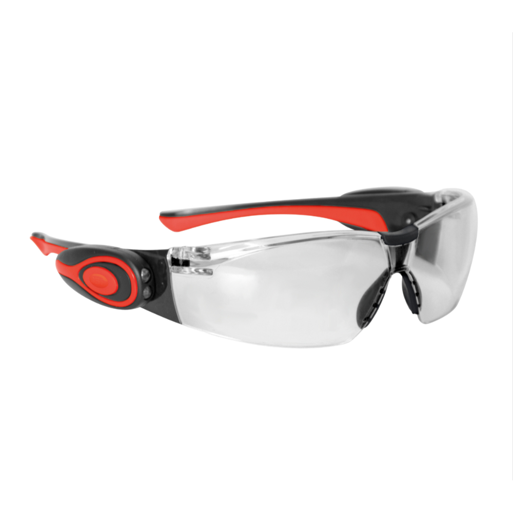 Stealth&trade; 8000 Sikkerhedsbriller - Klar K&N Anti-scratch/Anti-mist linse - med justerbare LED lygter