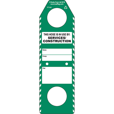 Hose in use (construction services) tag