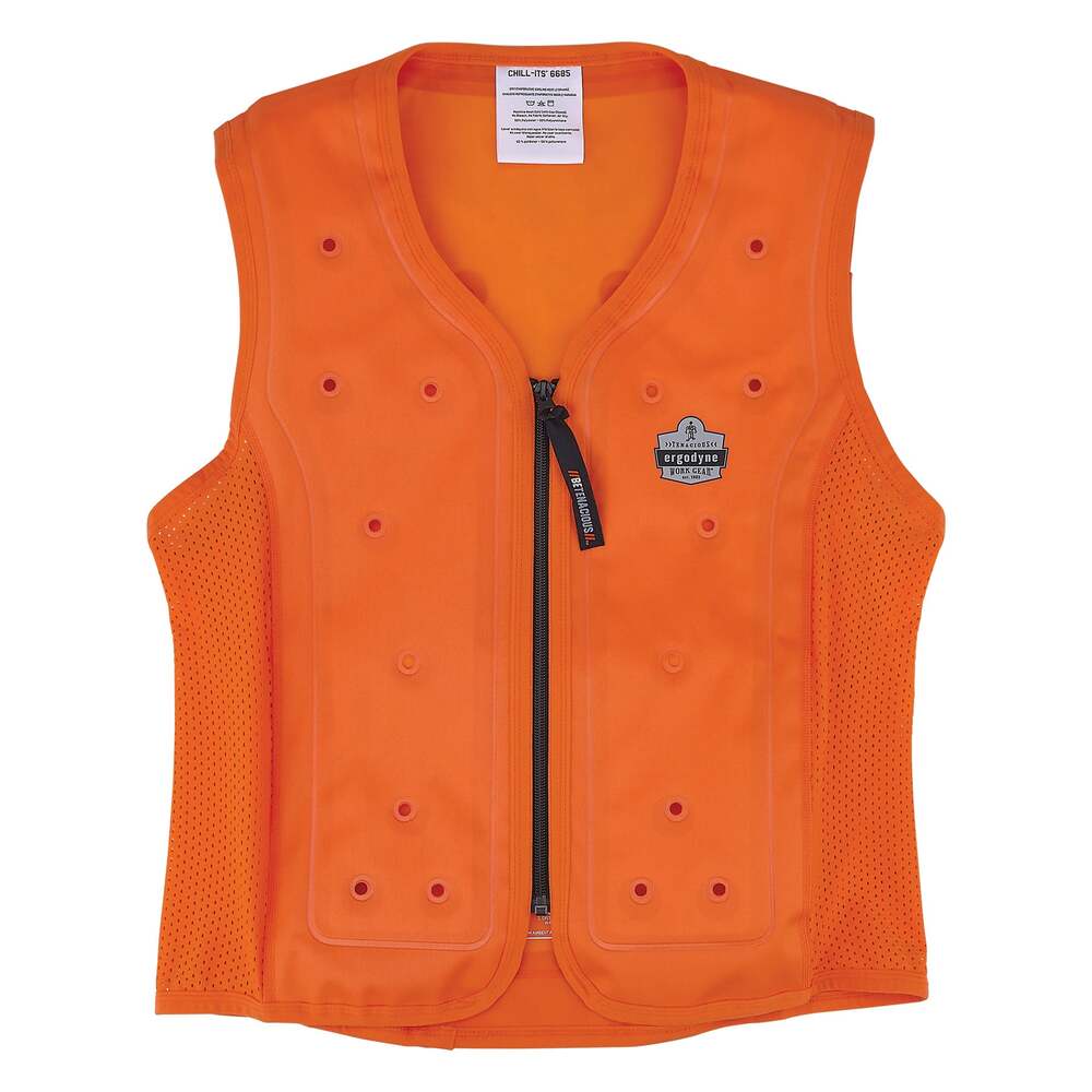Ergodyne Chill-Its 6685 Tør fordampningskølevest med lynlås Orange, Large