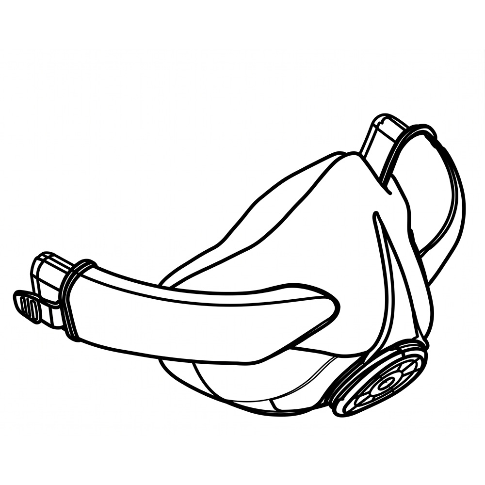 Maske 1L i silikone (ekstra længde på beslaget) - Reservedel til Gashad AirMask1 PAPR