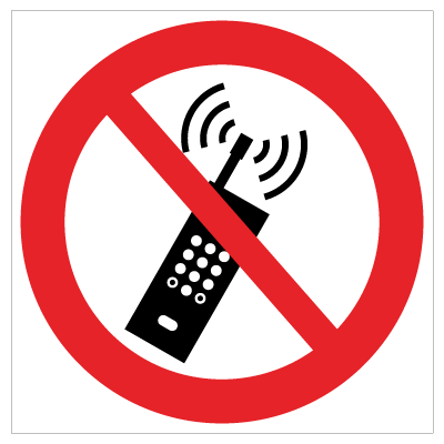 Mobiltelefon forbudt - Gulvskilt 400 x 400 mm
