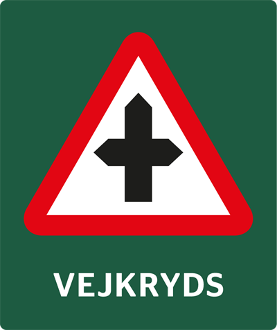 Naturstyrelsenskilt Pas på vejkryds Lakeret Aluminium 100 x 120 mm NSM07