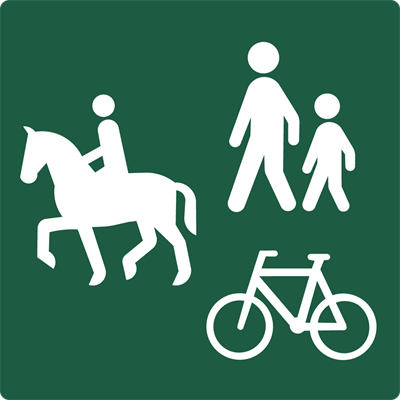 Naturstyrelsenskilt Ride, gang- og cykelsti Lakeret Aluminium 100 x 100 mm NSA13