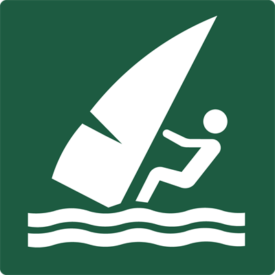 Naturstyrelsenskilt Windsurfing Lakeret Aluminium 100 x 100 mm NSS06