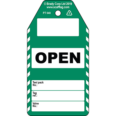 OPEN (valve) information tag